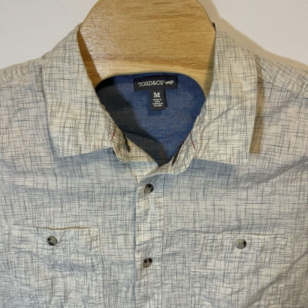 Toad And Co Men's Medium Ivory White Short Sleeve‎ Button Shirt
